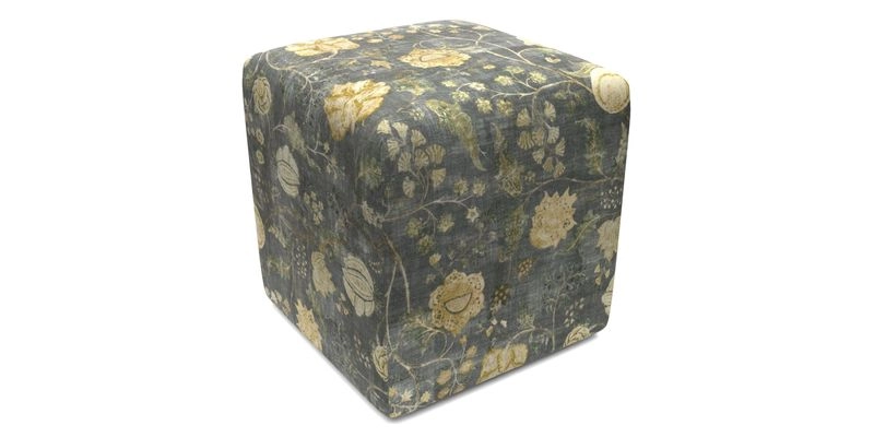 Cube Footstool in Peruvian homespun fabric