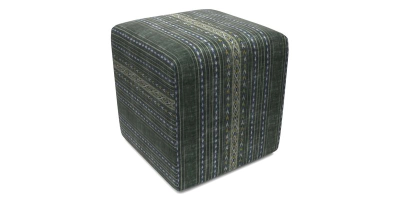 Cube Footstool in Peruvian homespun fabric