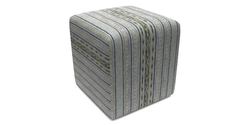 Cube Footstool in Peruvian homespun fabric