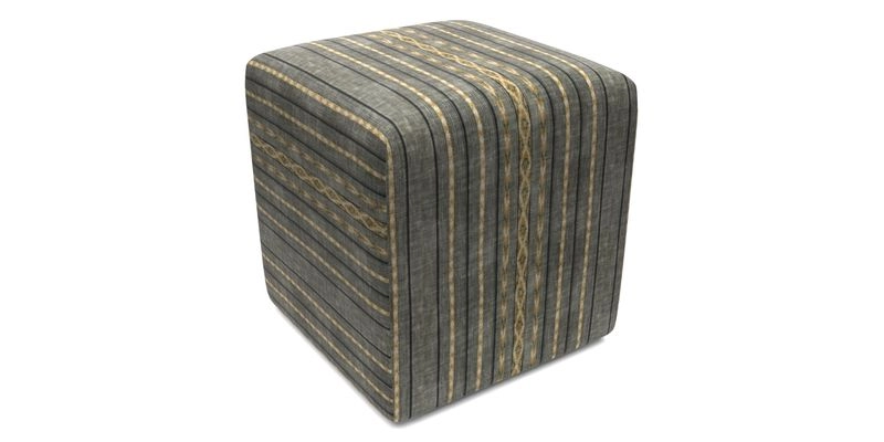 Cube Footstool in Peruvian homespun fabric