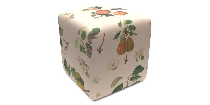 Cube Footstool in Peruvian homespun fabric
