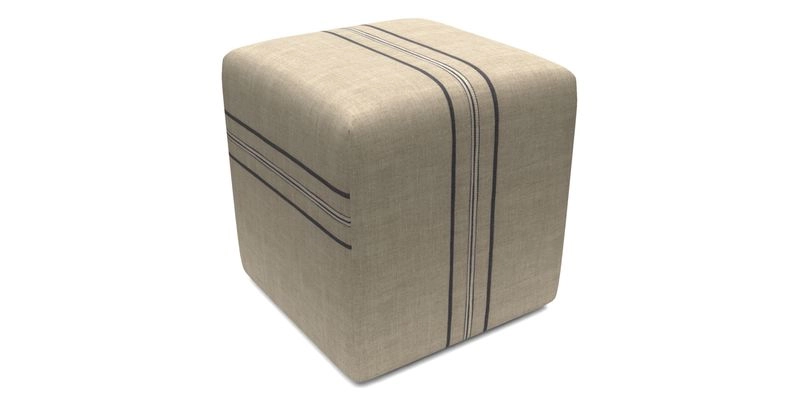 Cube Footstool in Peruvian homespun fabric