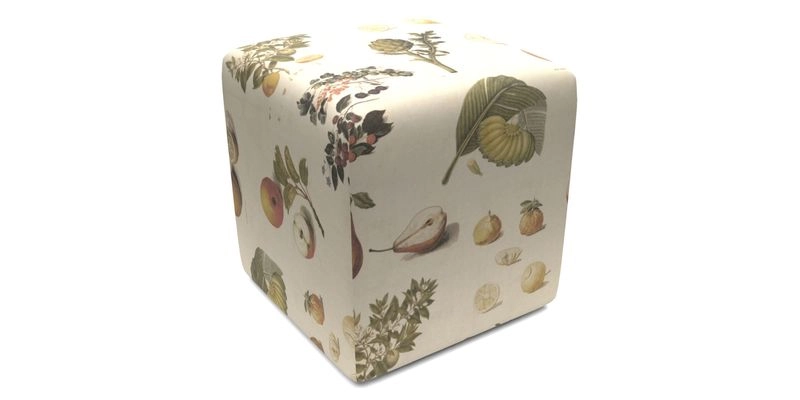 Cube Footstool in Peruvian homespun fabric