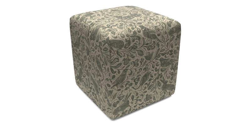 Cube Footstool in Peruvian homespun fabric