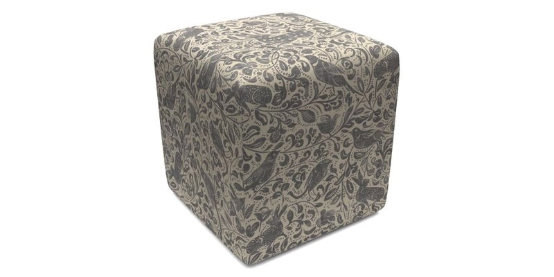 Cube Footstool in Peruvian homespun fabric