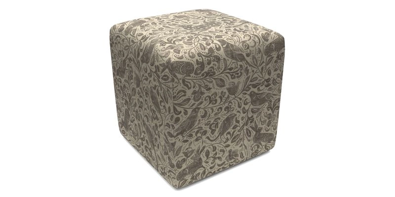 Cube Footstool in Peruvian homespun fabric