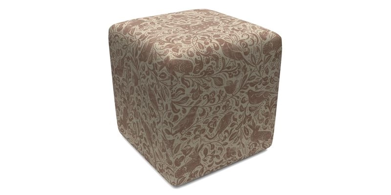 Cube Footstool in Peruvian homespun fabric