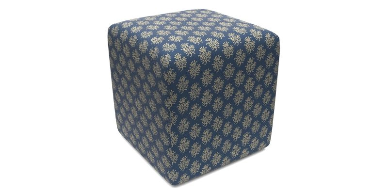 Cube Footstool in Peruvian homespun fabric