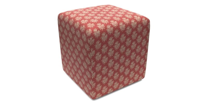 Cube Footstool in Peruvian homespun fabric