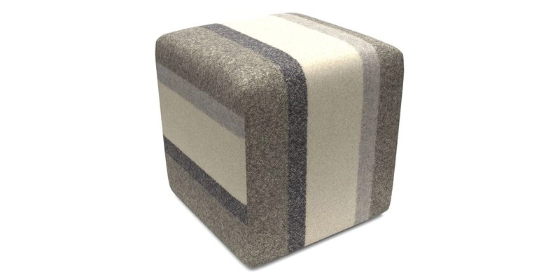Cube Footstool in Peruvian homespun fabric