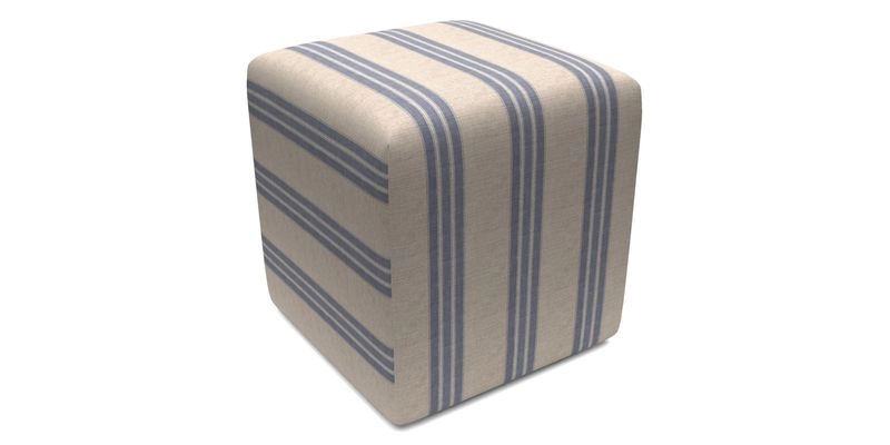 Cube Footstool in Peruvian homespun fabric