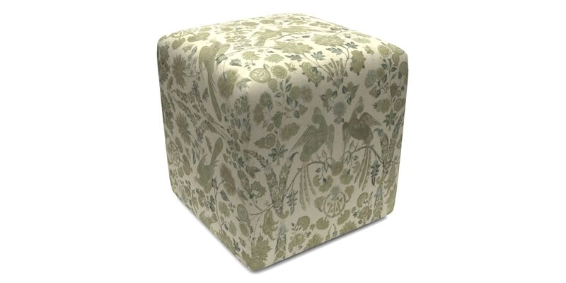 Cube Footstool in Peruvian homespun fabric