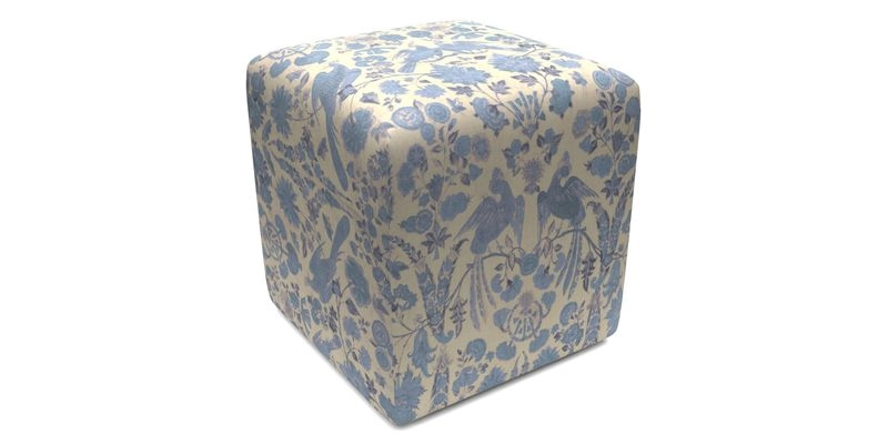 Cube Footstool in Peruvian homespun fabric