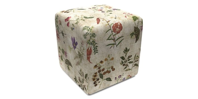Cube Footstool in Peruvian homespun fabric