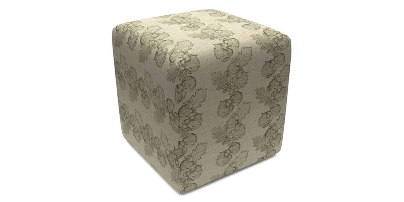 Cube Footstool in Peruvian homespun fabric
