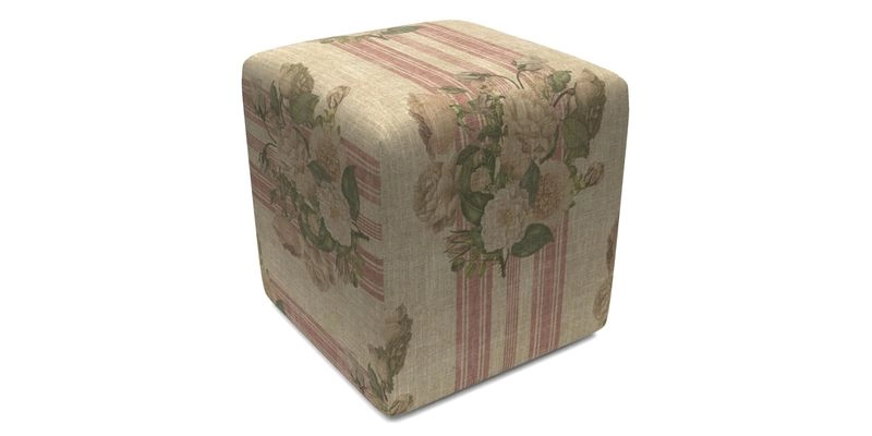 Cube Footstool in Peruvian homespun fabric