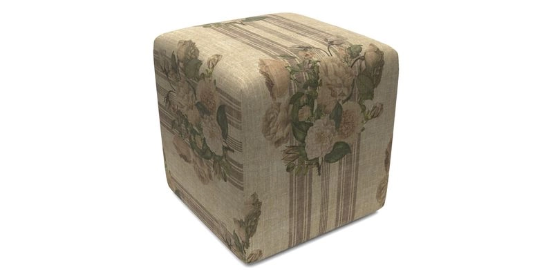 Cube Footstool in Peruvian homespun fabric