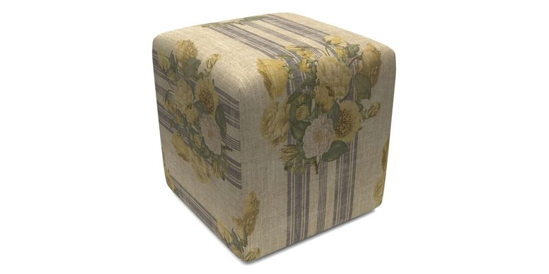 Cube Footstool in Peruvian homespun fabric