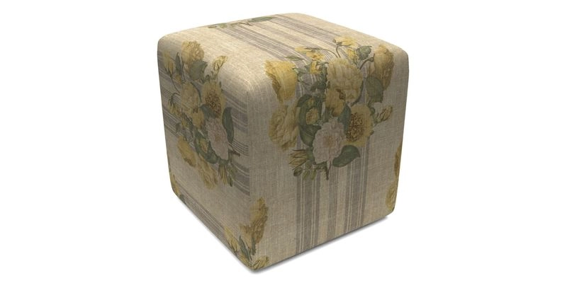 Cube Footstool in Peruvian homespun fabric