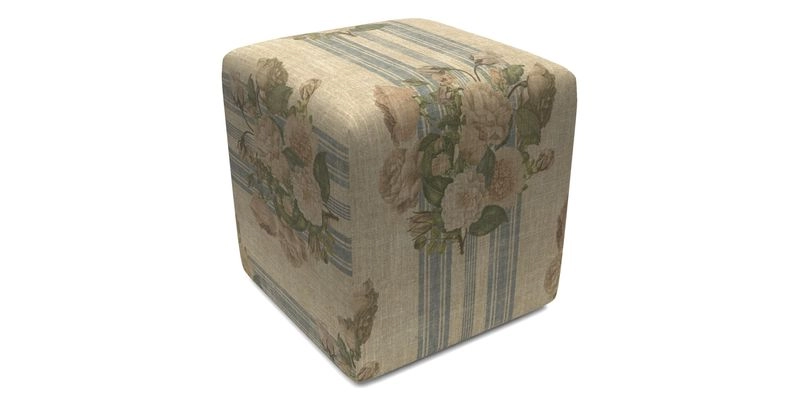 Cube Footstool in Peruvian homespun fabric