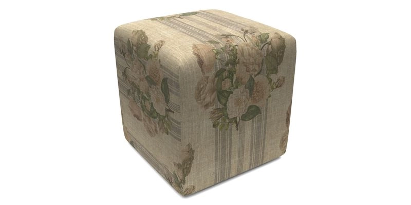 Cube Footstool in Peruvian homespun fabric