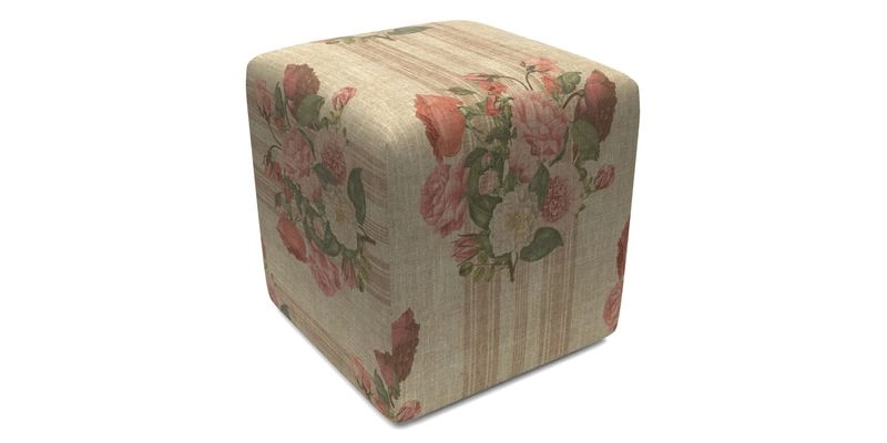 Cube Footstool in Peruvian homespun fabric