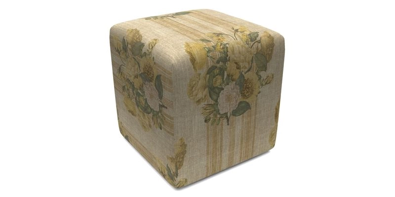Cube Footstool in Peruvian homespun fabric