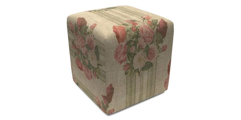 Cube Footstool in Peruvian homespun fabric