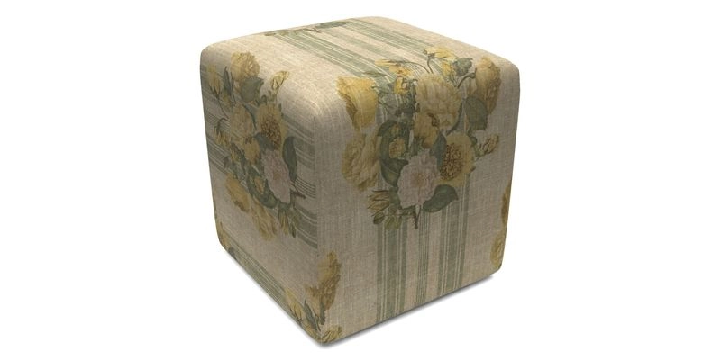 Cube Footstool in Peruvian homespun fabric