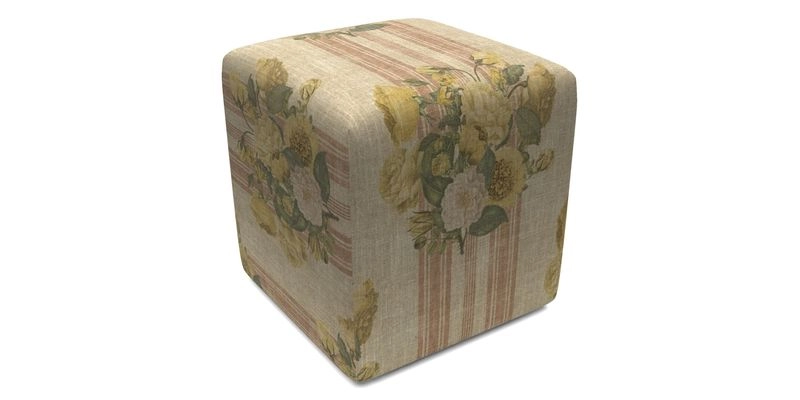 Cube Footstool in Peruvian homespun fabric