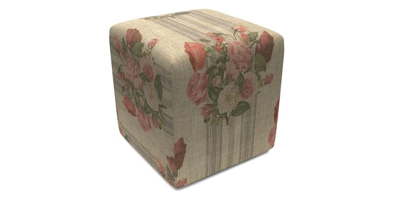 Cube Footstool in Peruvian homespun fabric