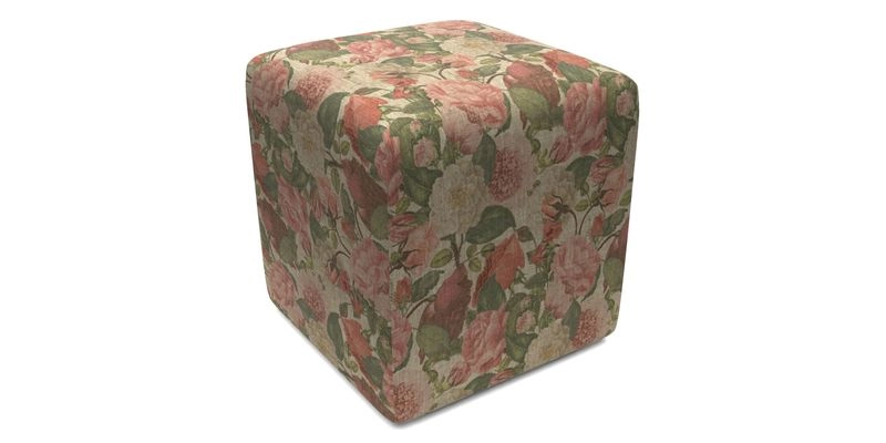 Cube Footstool in Peruvian homespun fabric