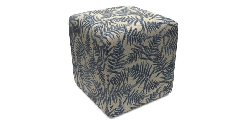 Cube Footstool in Peruvian homespun fabric
