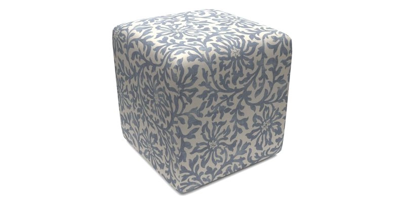 Cube Footstool in Peruvian homespun fabric