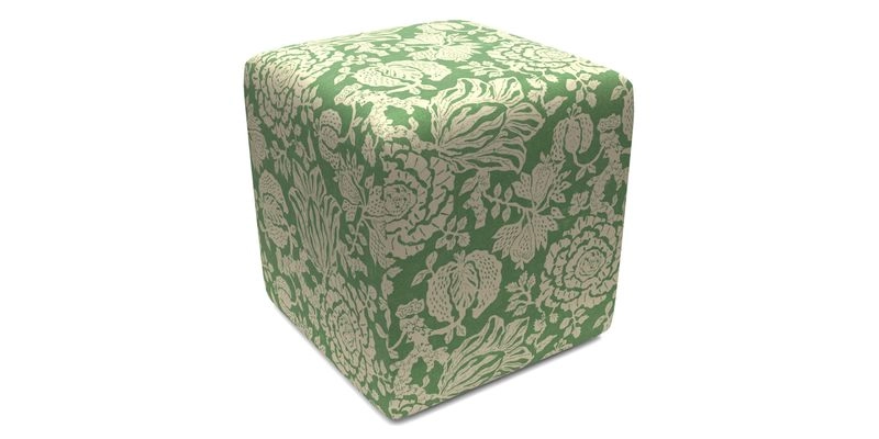 Cube Footstool in Peruvian homespun fabric