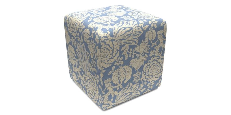 Cube Footstool in Peruvian homespun fabric