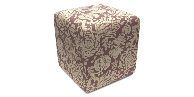 Cube Footstool in Peruvian homespun fabric