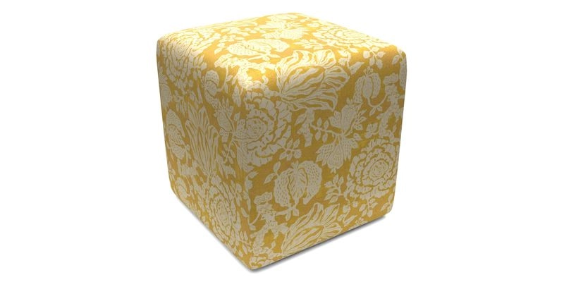 Cube Footstool in Peruvian homespun fabric