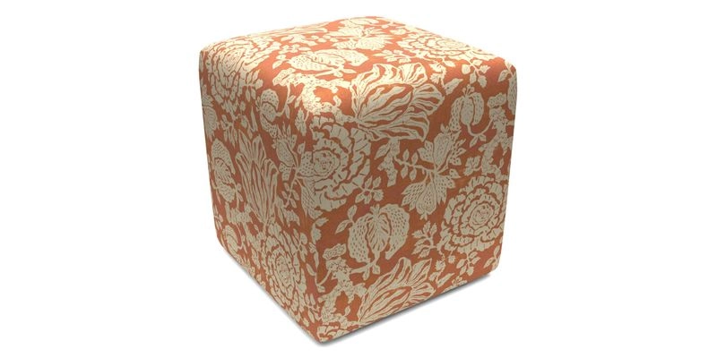 Cube Footstool in Peruvian homespun fabric