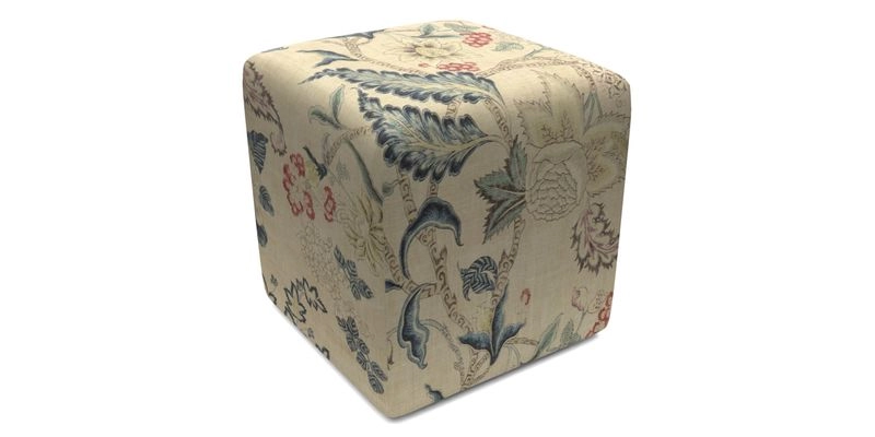 Cube Footstool in Peruvian homespun fabric