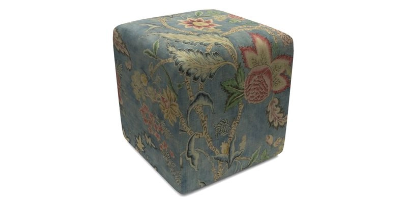 Cube Footstool in Peruvian homespun fabric