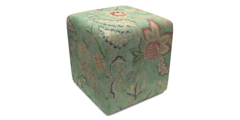 Cube Footstool in Peruvian homespun fabric