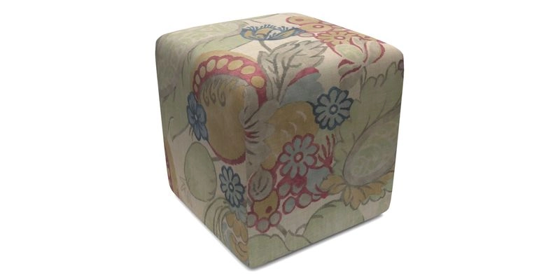 Cube Footstool in Peruvian homespun fabric