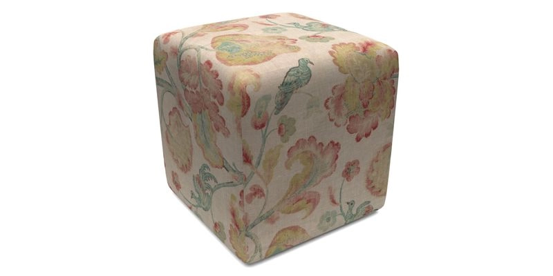 Cube Footstool in Peruvian homespun fabric