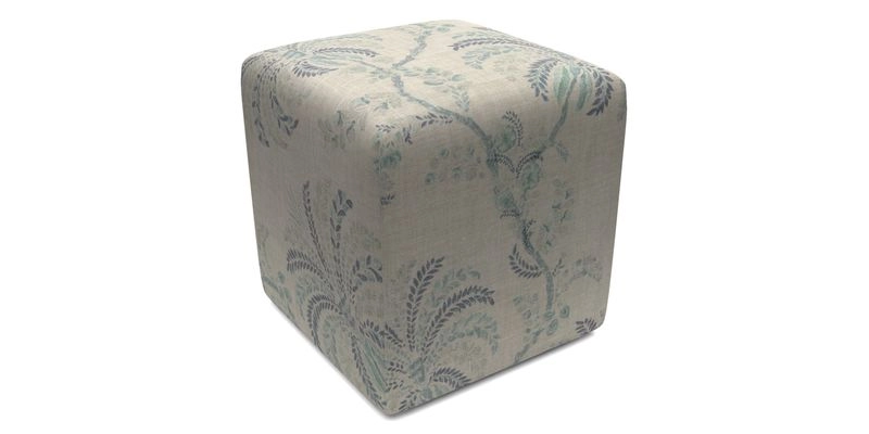 Cube Footstool in Peruvian homespun fabric