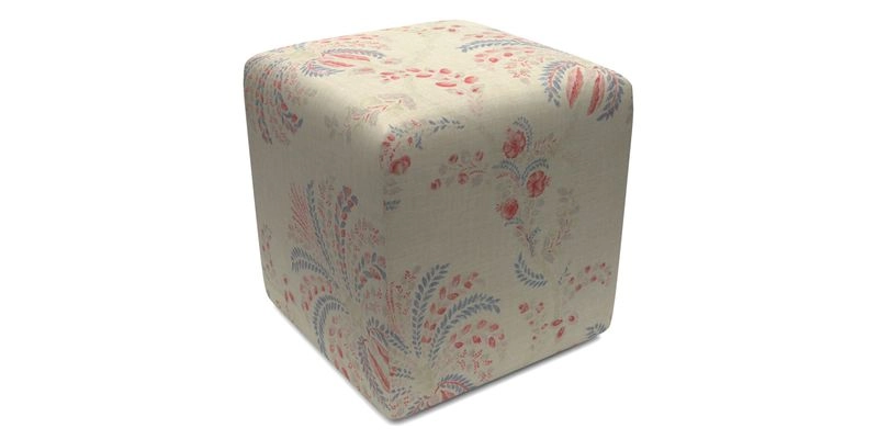 Cube Footstool in Peruvian homespun fabric