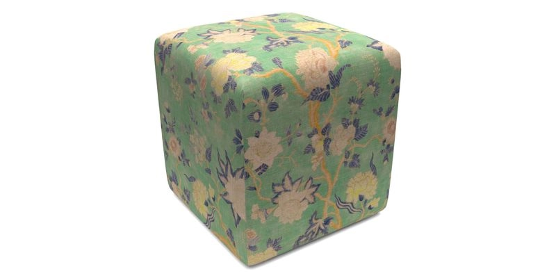 Cube Footstool in Peruvian homespun fabric