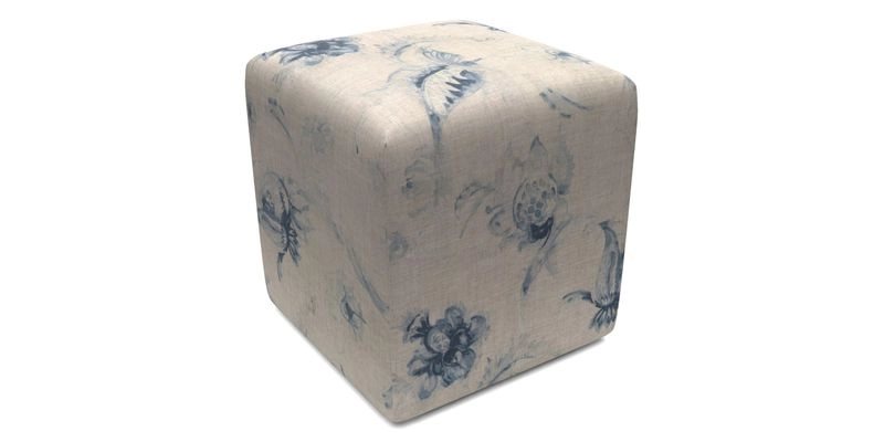 Cube Footstool in Peruvian homespun fabric