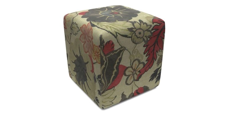 Cube Footstool in Peruvian homespun fabric