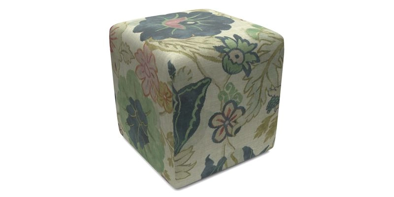 Cube Footstool in Peruvian homespun fabric